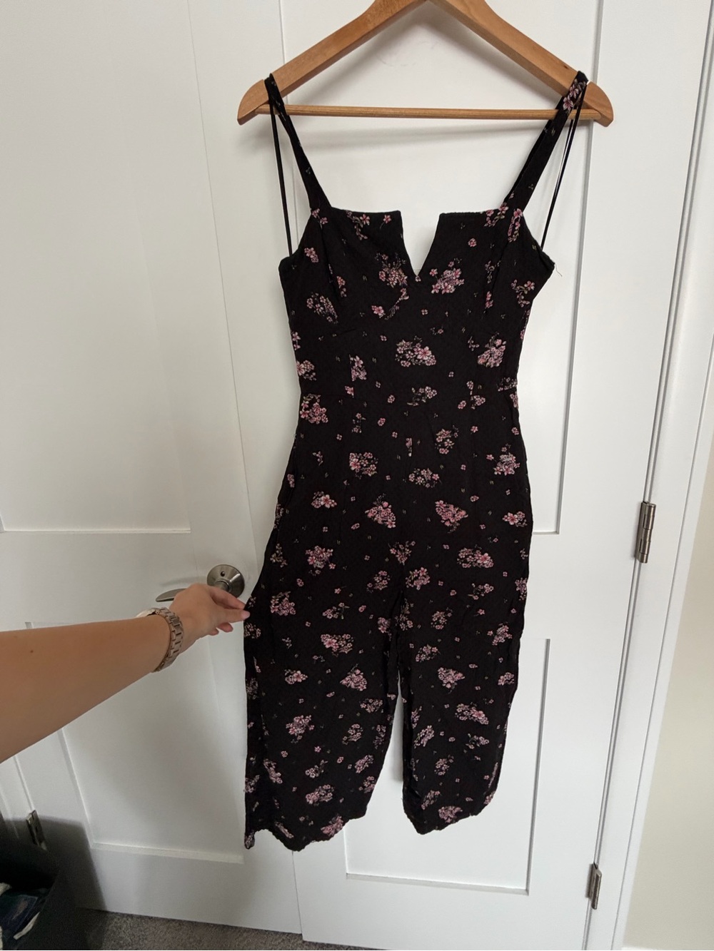 Black & pink floral jumpsuit/romper